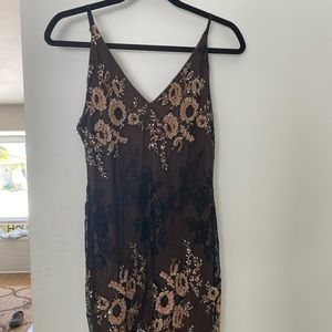black and gold lace dress